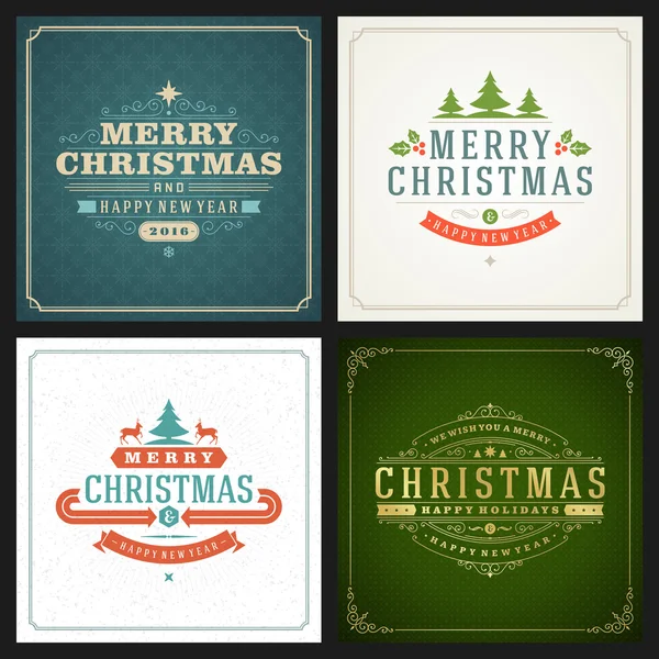 Набор векторных фонов на рождественские открытки — стоковый вектор