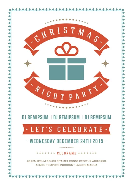 Christmas party invitation poster design vector illustration — Stok Vektör