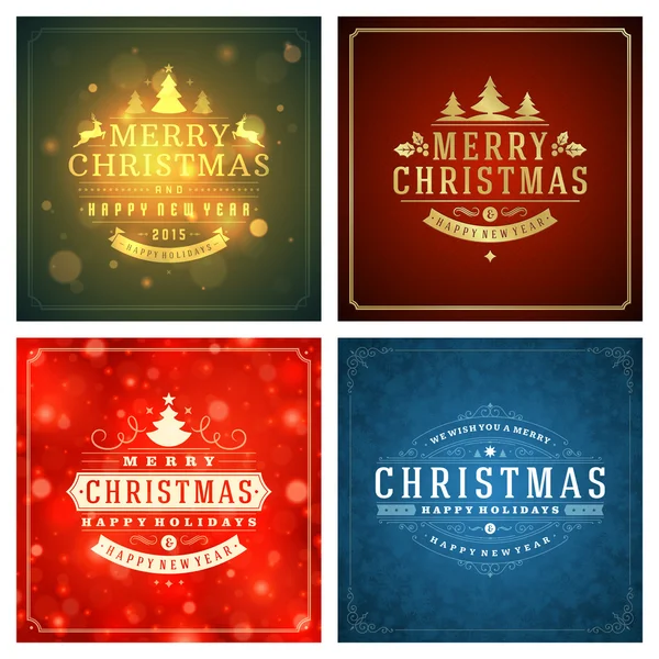 Navidad tarjetas de felicitaciones vector fondos conjunto — Vector de stock