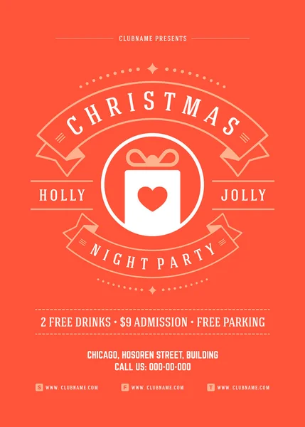 Christmas party invitation poster design vector illustration — ストックベクタ