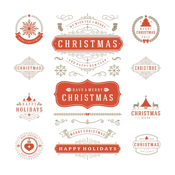 Vánoční etikety a odznaky Vektorová Design Stock Vektory
