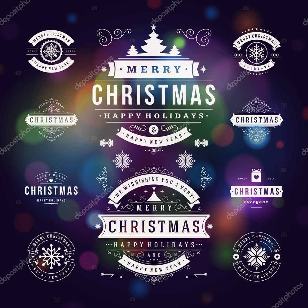 Christmas Decorations Vector Design Elements. Typographic elements, Symbols, Icons, Vintage Labels, Badges, Frames, Ornaments set. Flourishes calligraphic. Merry Christmas and Happy Holidays wishes