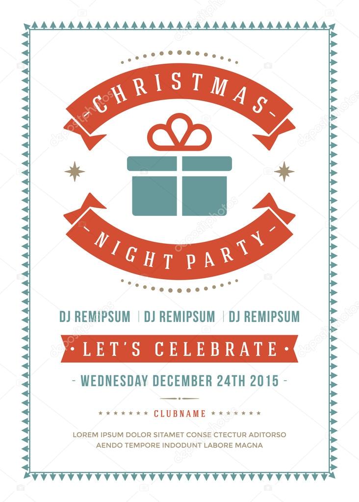 Christmas party invitation poster design vector illustration