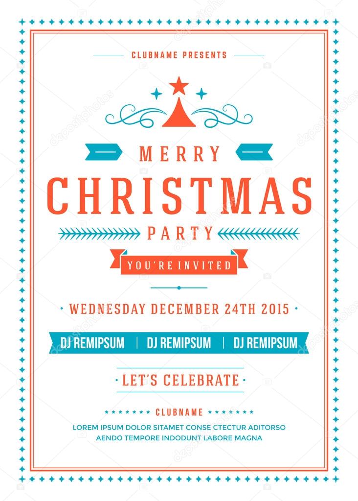 Christmas party invitation poster design vector illustration
