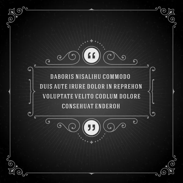 Vintage Ornament Quote Marks Box Frame Vector template design — 스톡 벡터