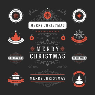 Noel etiketleri ve rozetleri vektör tasarımı