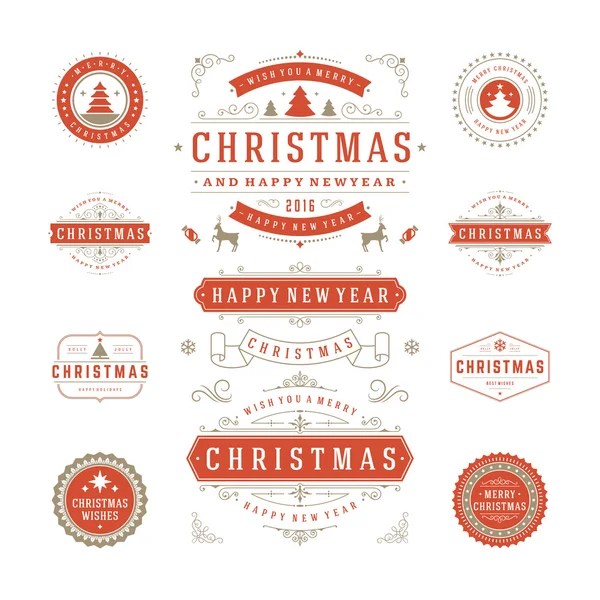 Étiquettes et insignes de Noël Design vectoriel — Image vectorielle