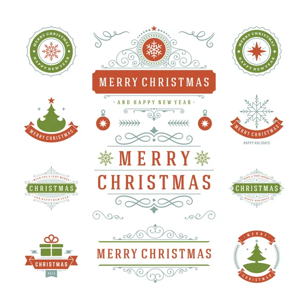 圣诞节的标签和徽章矢量设计 — 图库矢量图片