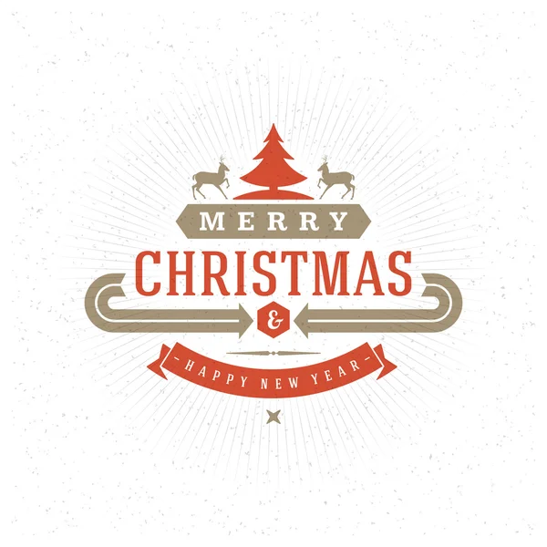 Merry Christmas Greeting Card Typography and Decorations — Stok Vektör