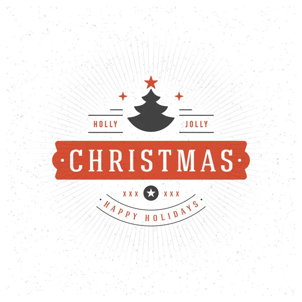 Frohe Weihnachten Grußkarte Typografie und Dekorationen — Stockvektor