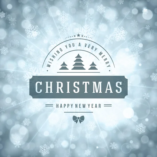 Navidad tarjetas de felicitación luces y copos de nieve vector de fondo — Vector de stock