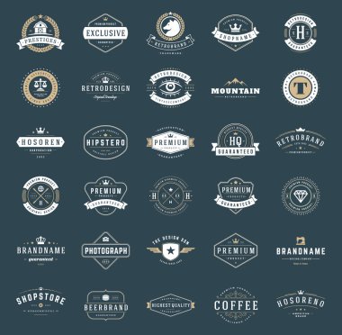 Retro Vintage Logotype ya da amblem seti
