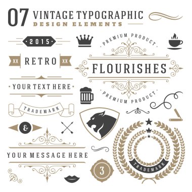 Retro vintage typographic design elements clipart