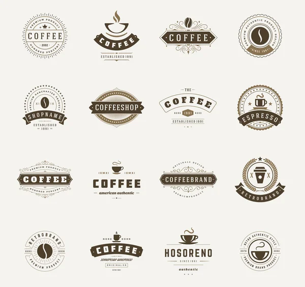 Coffee Shop logo's, Badges en Labels ontwerpelementen instellen — Stockvector