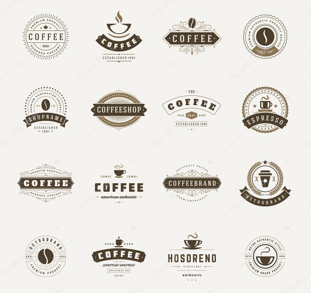 Coffee Shop Logos, Badges and Labels Design Elements set