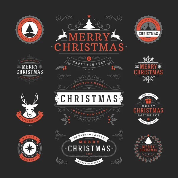 Étiquettes et insignes de Noël Design vectoriel — Image vectorielle