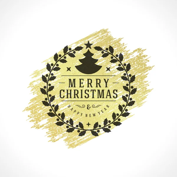 メリー クリスマスの文字体裁グリーティング カードのデザイン — ストックベクタ