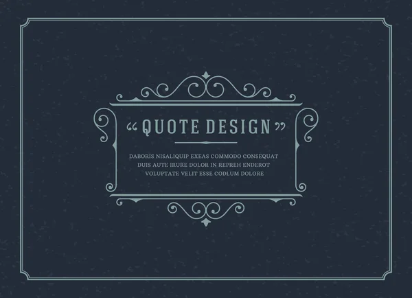 Vintage Ornament Quote Marks Box Frame Vector template — ストックベクタ