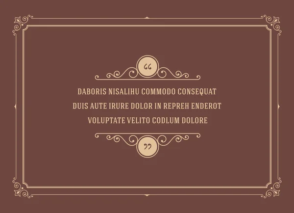 Vintage Ornament Quote Marks Box Frame Vector template — 스톡 벡터