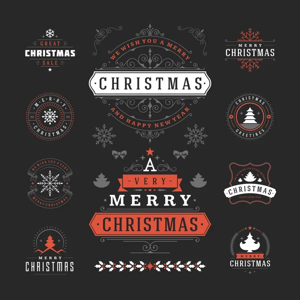 Christmas Labels and Badges Vector Design — Stock Vector