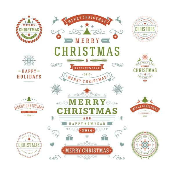 Noel etiketleri ve rozetleri vektör tasarımı — Stok Vektör