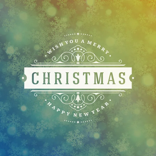 Weihnachtsgrußkarte Lichter und Schneeflocken Vektor Hintergrund — Stockvektor