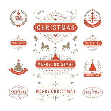 Christmas Labels and Badges Vector Design Decorations elements