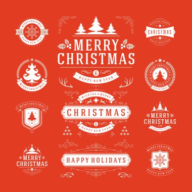 Christmas Labels and Badges Vector Design Decorations elements