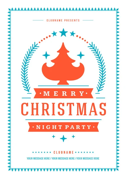 Christmas party poster retro typography and ornament decoration — Wektor stockowy