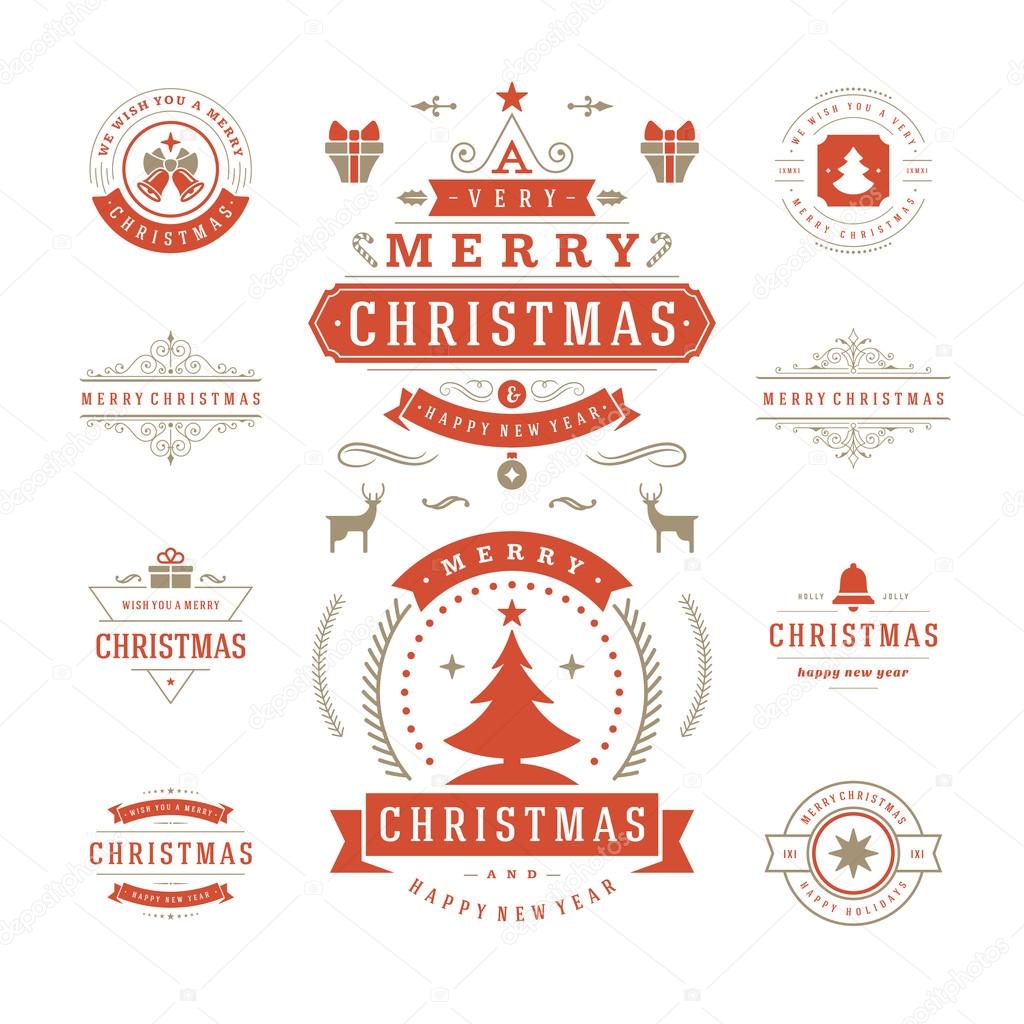Christmas Labels and Badges Vector Design Decorations elements