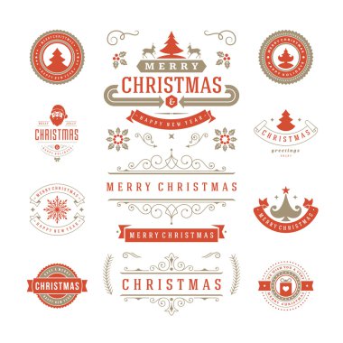 Christmas Labels and Badges Vector Design Decorations elements
