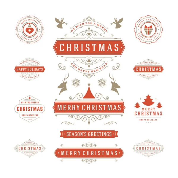 Christmas Labels and Badges Vector Design Decorations elements — 스톡 벡터