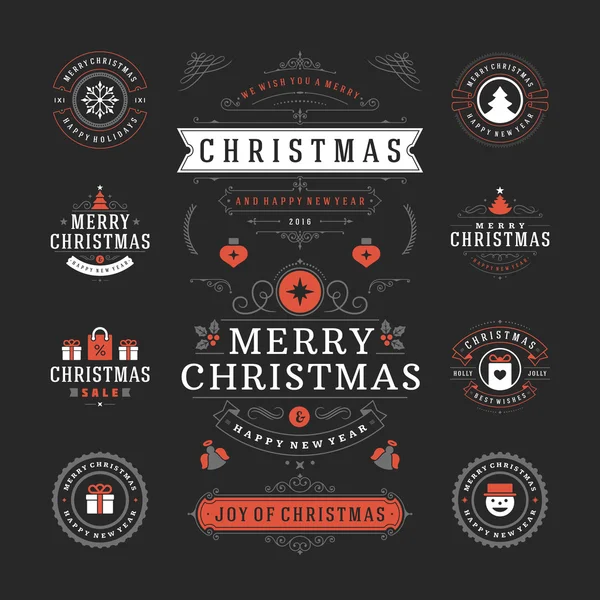 Christmas Labels and Badges Vector Design Decorations elements — 스톡 벡터
