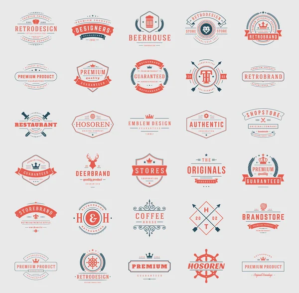 Logotipos Retro Vintage o insignias conjunto de elementos de diseño vectorial — Archivo Imágenes Vectoriales