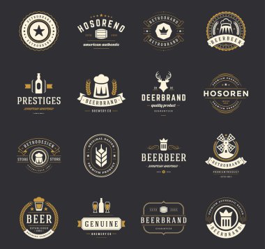 Set Beer Logos, Badges and Labels Vintage Style clipart