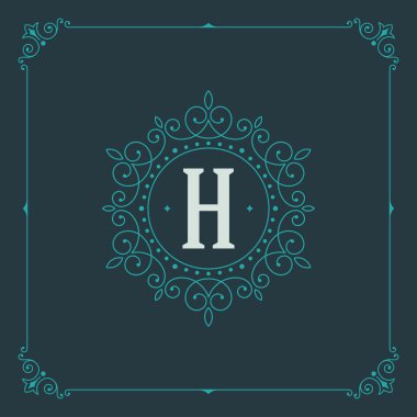 Lüks Logo şablonu kaligrafi zarif süsleme satırları geliştiği