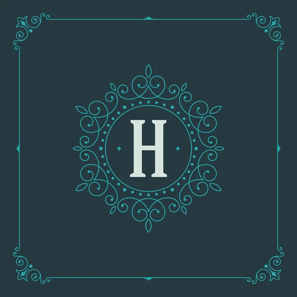 Шаблон "Роскошный логотип" процветает каллиграфическими элегантными линиями орнамента — стоковый вектор