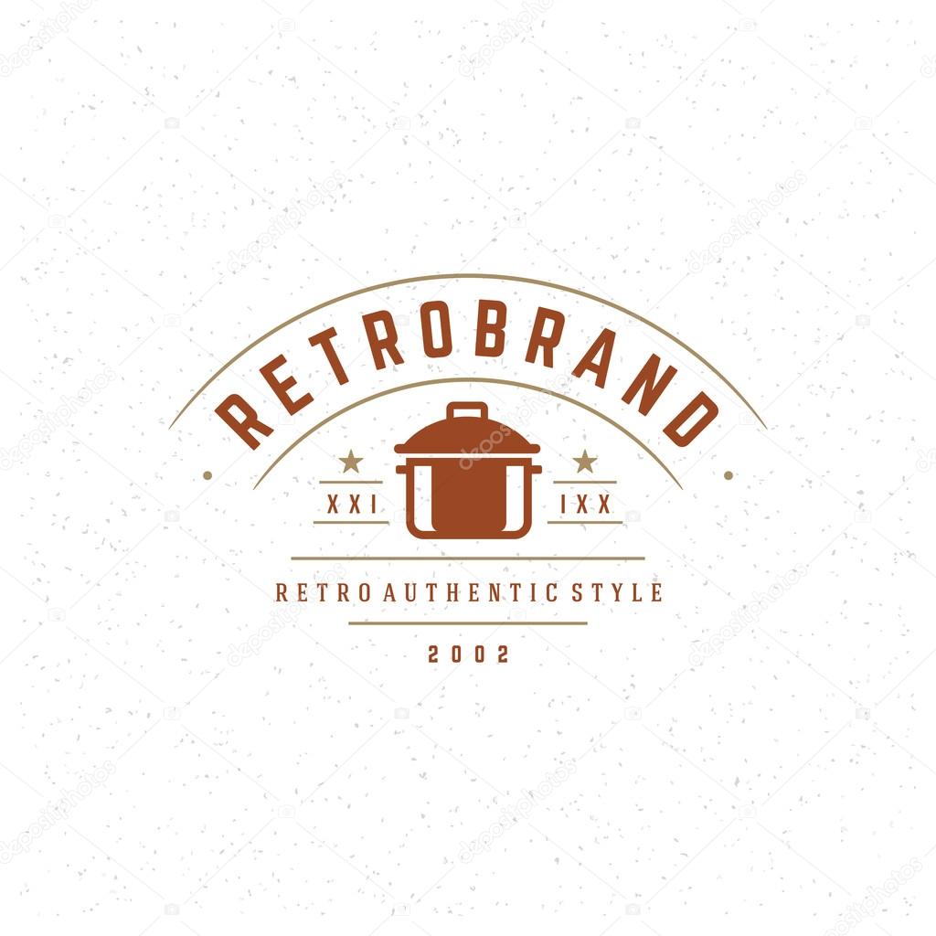Restaurant Design Element in Vintage Style for Logotype, Label, Badge and other design. Pan retro vector illustration
