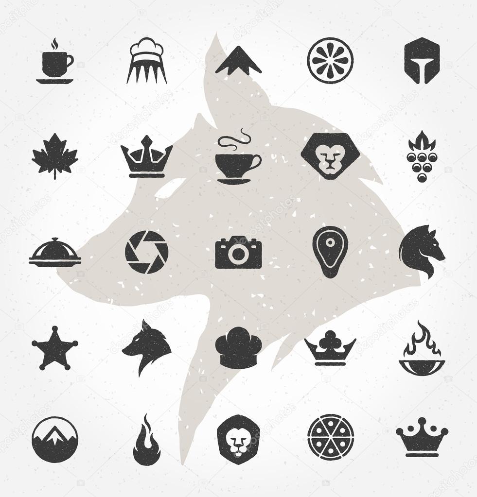 Retro Hand Drawn Objects and Icons Vector Design Elements. Signs and Symbols for design Vintage Logotypes, Business signs, Identity, Labels, Badges and other design