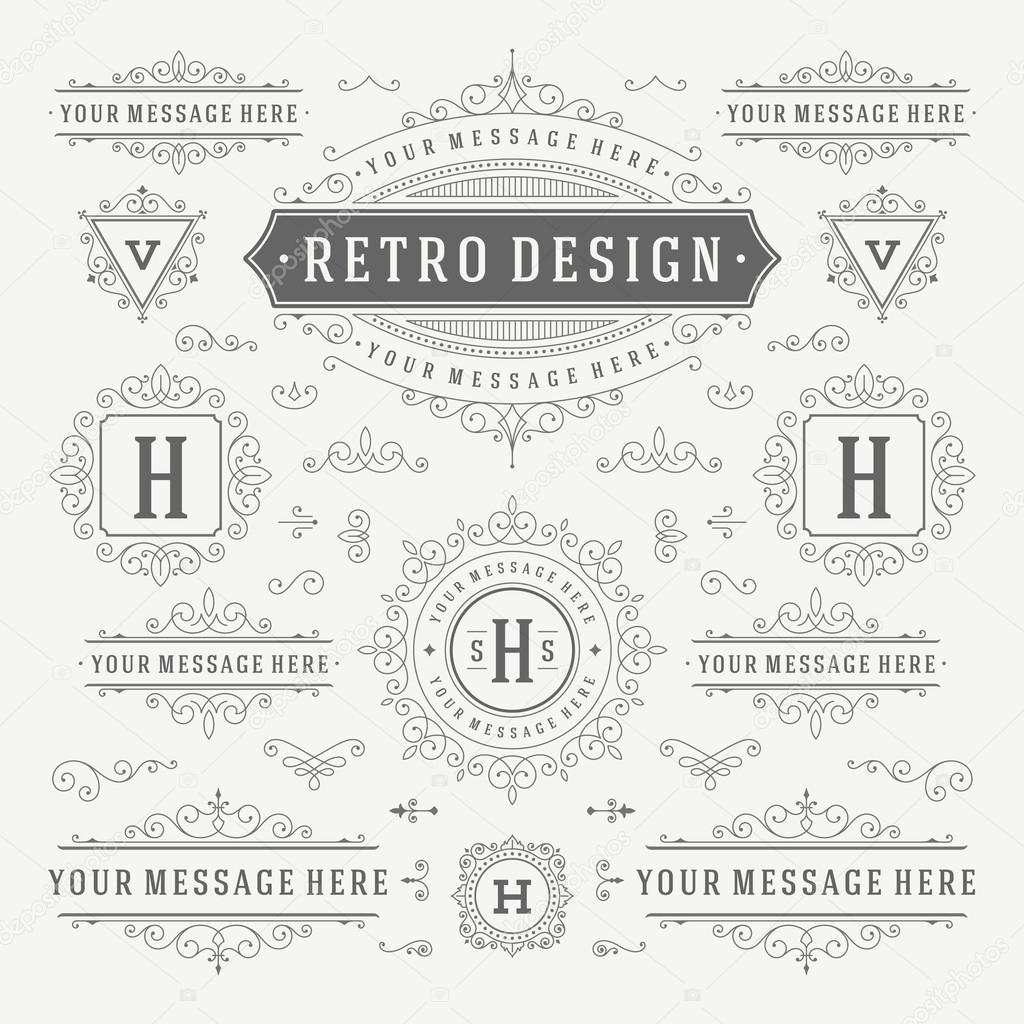 Vintage patterns and embellishments Royalty Free Vector