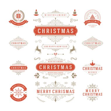 Christmas Labels and Badges Vector Design Decorations elements
