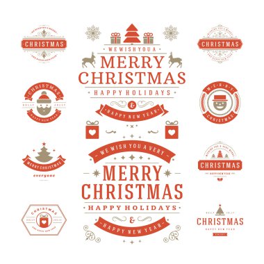 Christmas Labels and Badges Vector Design Decorations elements