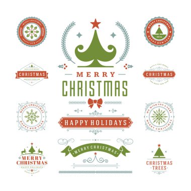 Christmas Labels and Badges Vector Design Decorations elements