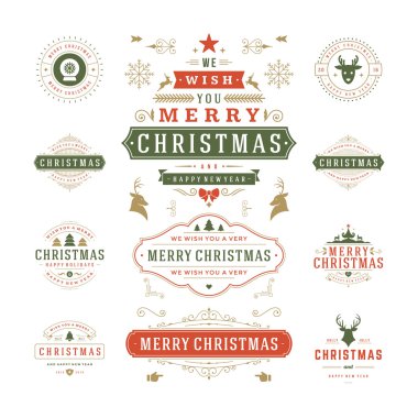 Christmas Labels and Badges Vector Design Decorations elements