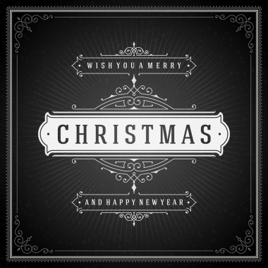 Christmas typography greeting card and flourishes ornament decoration
