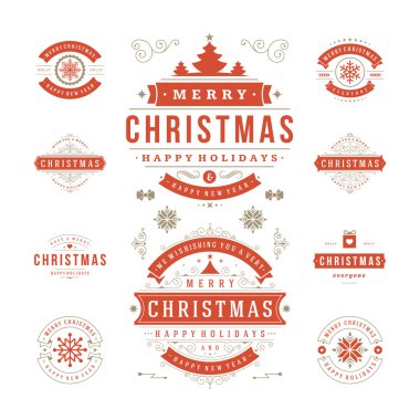 Christmas Labels and Badges Vector Design Decorations elements
