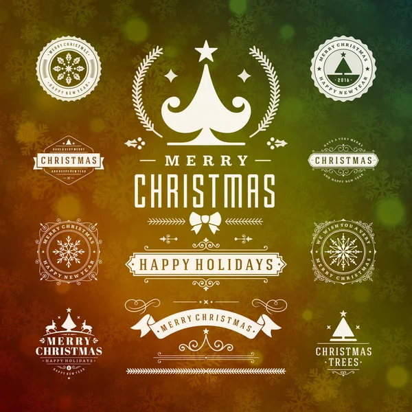 Decoraciones navideñas Elementos de diseño vectorial. Elementos tipográficos — Vector de stock