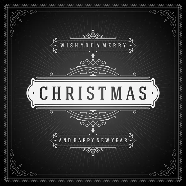 Christmas typography greeting card and flourishes ornament decoration — Wektor stockowy