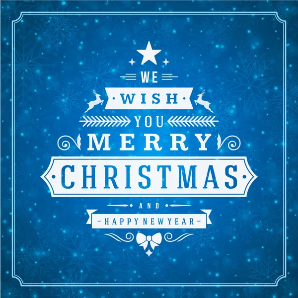 Merry Christmas gratulationskort lights och snöflingor vektor bakgrund — Stock vektor