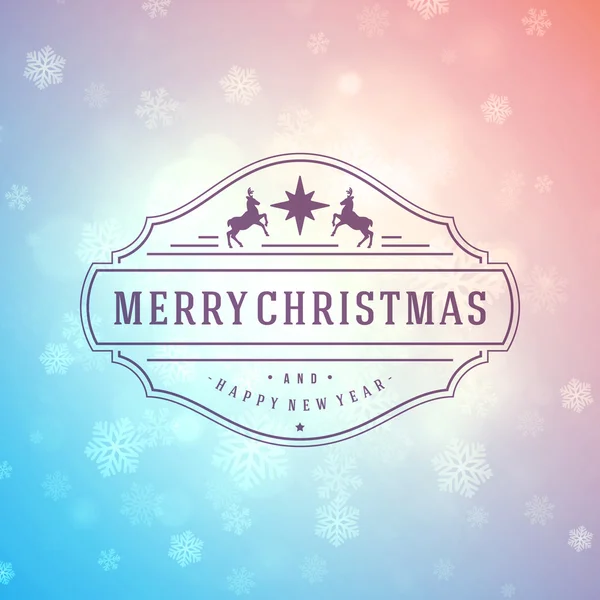 メリー クリスマス グリーティング カード ライトと雪片のベクトルの背景 — ストックベクタ